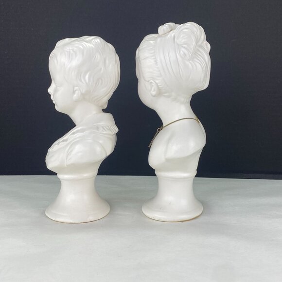 Vintage Napco Napcoware Bust Girl and Boy Statuettes - Picture 4 of 10